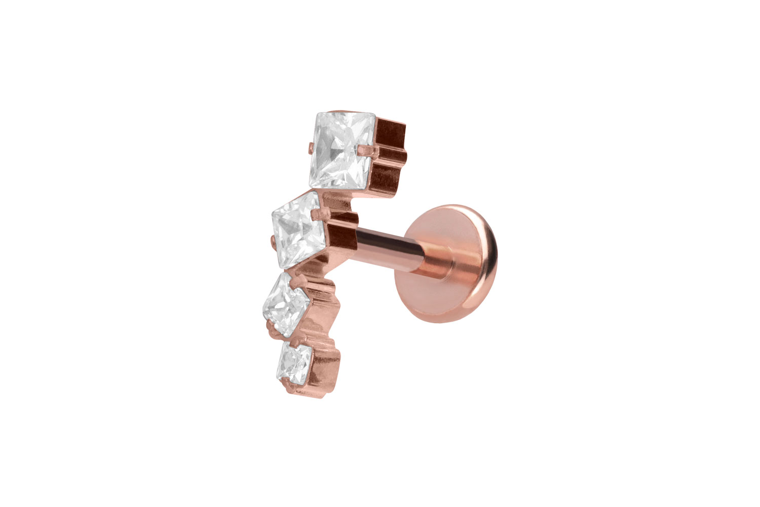 Titan Labret Piercing mit Push Fit KRISTALLBOGEN